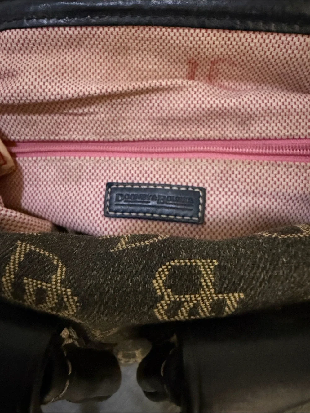 Dooney & Bourke Black and denim Signature Pocket Satchel vintage